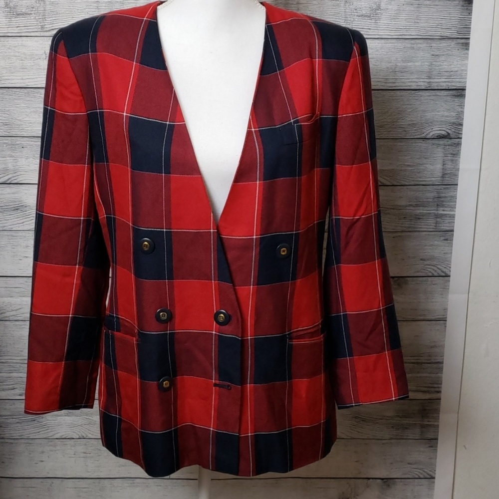 Vintage Casual Corner Blazer 10P 3 Pockets Stripes